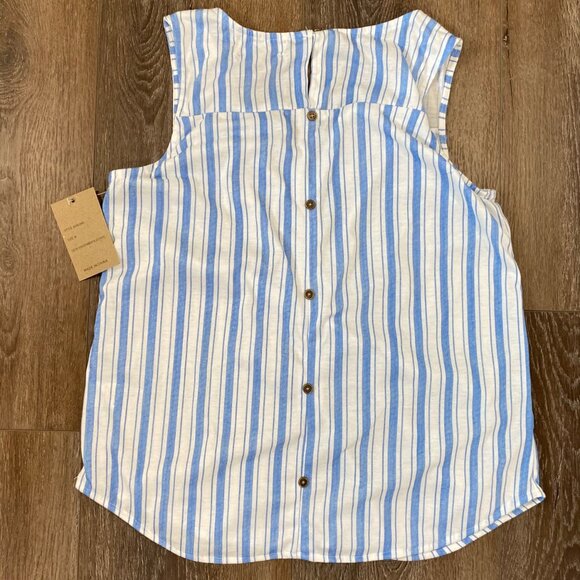 Eden & Olivia Blue & White Striped Sleeveless Button-Back Blouse - Size M NWT - Picture 5 of 6